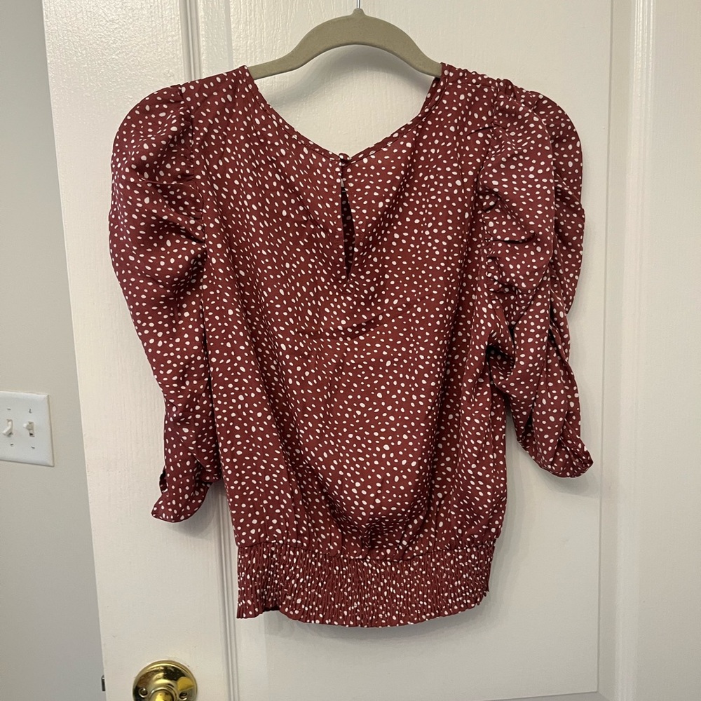 Red polka dot shirt. Never worn. From tjmaxx.